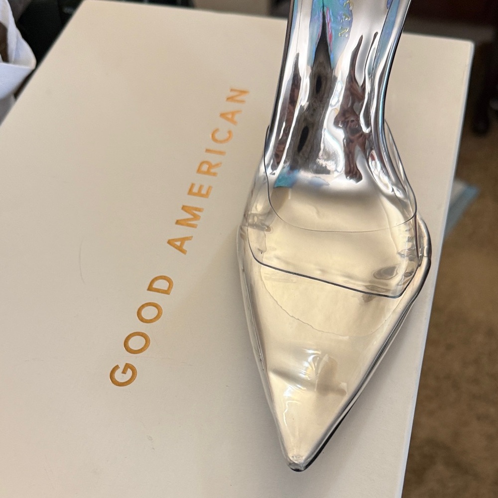 Good American GA363P Lucite Heels / Clear TPU Pumps • Size 7.5 • NWT/NWB